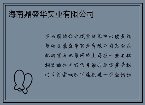 海南鼎盛华实业有限公司